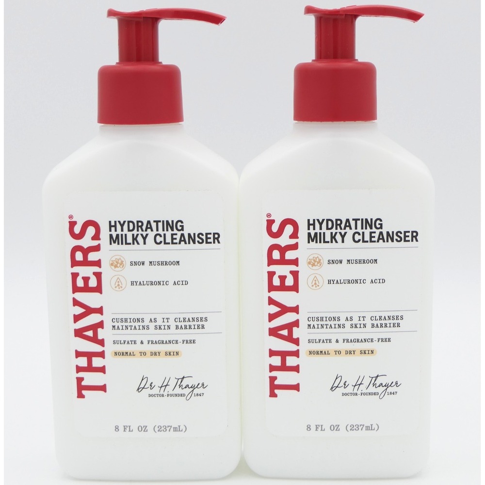 Thayers Hydrating Milky Cleanser w/ Hyaluronic Acid 2 Pack 8 oz Ea Pump Bottle